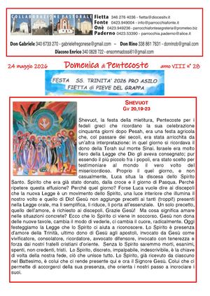 Avvisi Parrocchiali Dal 24 Al 31 Maggio 2026 - Pentecoste 2026