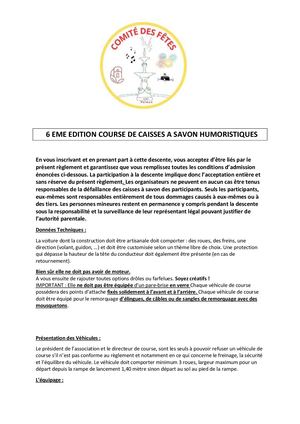 Règlement Course caisses à savon Velaux 2026
