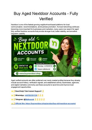 Buy Aged Nextdoor Accounts Fully Verified