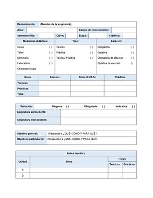 Formato Institucional de programa de asignatura