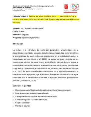 Laboratorio 5 Textura Y Estructura Del Suelo Grupo4