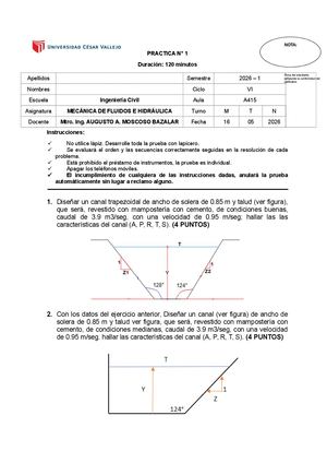 1 Exámen Parcial 2026 1 Mecánica De Fluidos