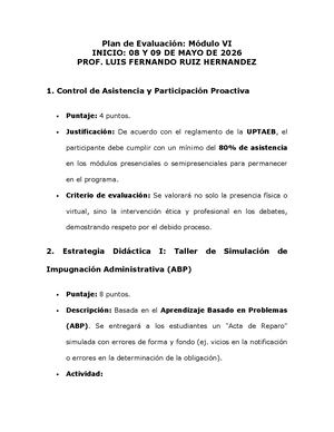 Plan De Evaluación Diplomado