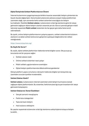 Dijital İLetişimde Sohbet Platformlarının ÖNemi