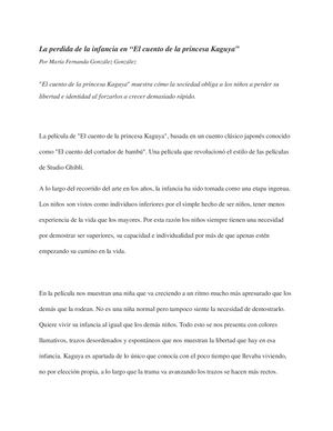 La Perdida De La Infancia En “El Cuento De La Princesa Kaguya” (1)