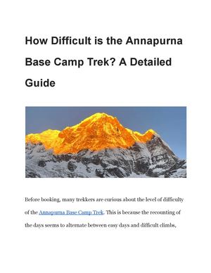 How Difficult Is The Annapurna Base Camp Trek