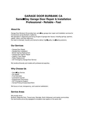 Garage Door Burbank Ca