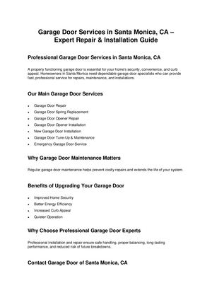 Garage Door Santa Monica Pdf