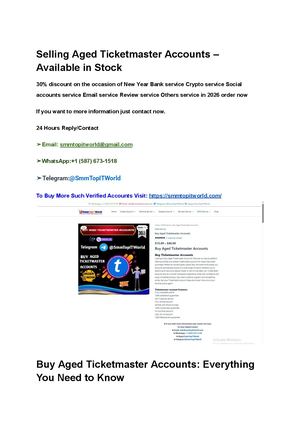 Selling Aged Ticketmaster Accounts – Available In Stock