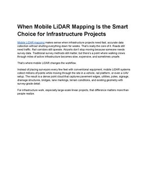 When Mobile Li Dar Mapping Is The Smart Choice For Infrastructure Projects