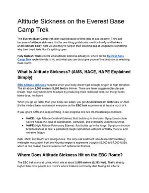 Altitude Sickness On The Everest Base Camp Trek