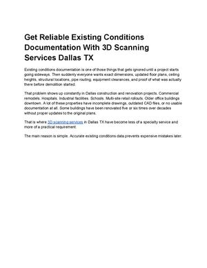 Get Reliable Existing Conditions Documentation With 3d Scanning Services Dallas Tx