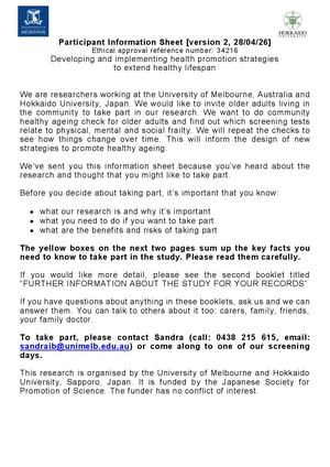 Happy Study Information Sheet Part 1