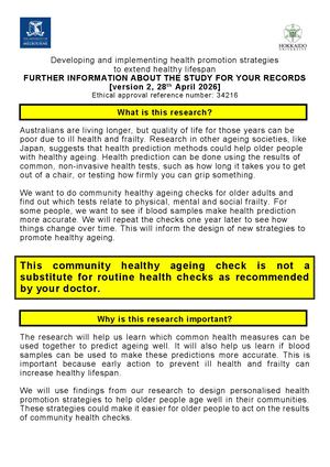 Happy Study Information Sheet Part 2