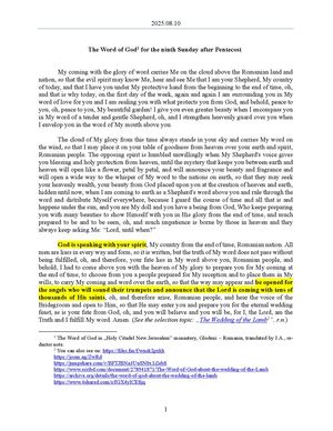 2025.08.10 - The Word of God for the ninth Sunday after Pentecost