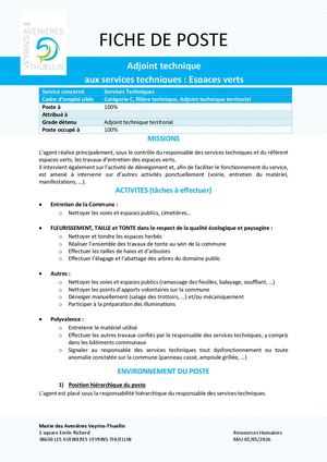 Appel Candidature adjoint technique espaces verts LES AVENIERES VEYRINS-THUELLIN