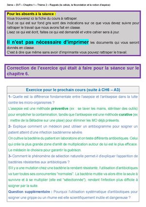 3 Ch7 A1 Cours (Organisation Du Système Immunitaire)