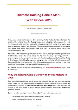 Ultimate Raising Cane's Menu With Prices 2026: Best Combos & Smart Deals