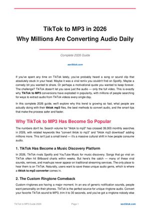 TikTok to MP3 2026 — Why Millions Convert Daily