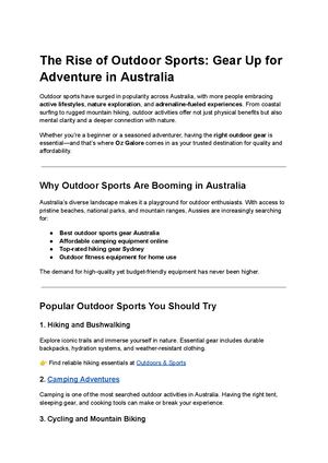 The Rise Of Outdoor Sports Gear Up For Adventure In Australia