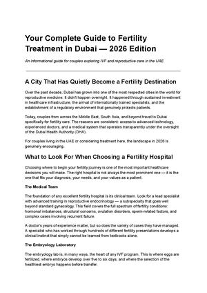 Best Fertility Hospital in Dubai: Complete Guide to IVF Treatment and Fertility Care in UAE (2026 Edition)