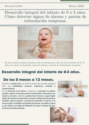 Desarrollo integral del infante de 0 a 3 años.