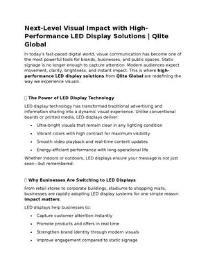 Next Level Visual Impact With High Performance Led Display Solutions Qlite Global