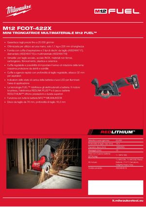 Scheda Tecnica Mini Troncatrice 12 Volt