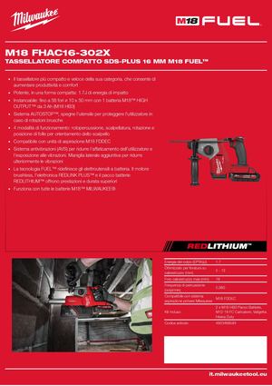 Scheda Tecnica Tassellatore Compatto 16 Mm
