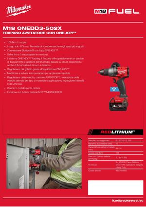 Scheda Tecnica Trapano Compatto 18 Volt