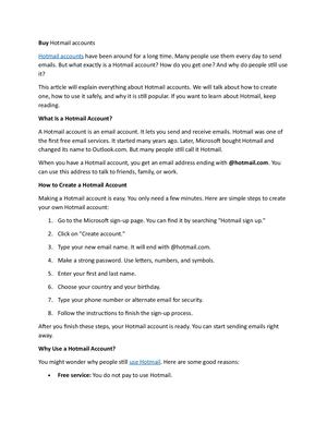 Buy Hotmail Accounts