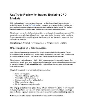 UxoTrade Review For Traders Exploring Cfd Markets