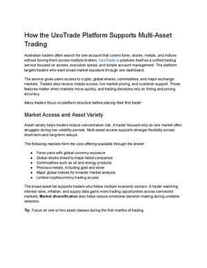 How The UxoTrade Platform Supports Multi Asset Trading