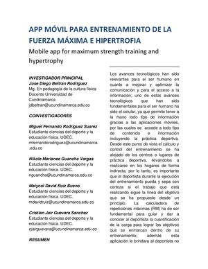 App Movil Entrenamiento Fuerza Maxima Hipertrofia