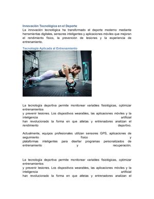 Innovacion Tecnologica Deporte