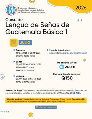 Curso de Lengua de Señas de Guatemala | Virtual | Julio 2026