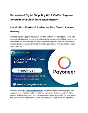 Professional Digital Shop Buy Old & Verified Payoneer Accounts With Clean Transaction History