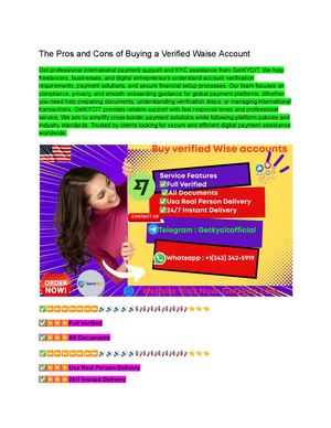 The Pros And Cons Of Buying A Verified Waise Account