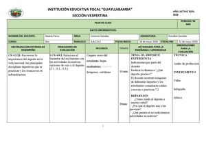 Plan De Clase El Deporte