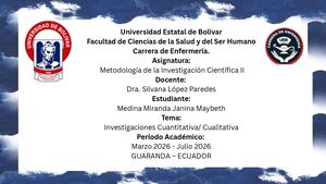 Investigaciones Cuantitativa/ Cualitativa