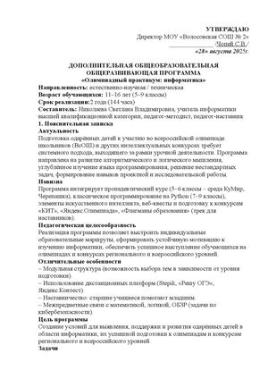 Программа информатика