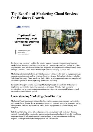 Top Benefits Of Marketing Cloud Services For Business Growth