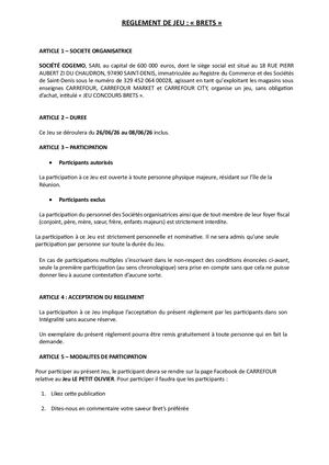 Reglement De Jeu Cogemo Brets