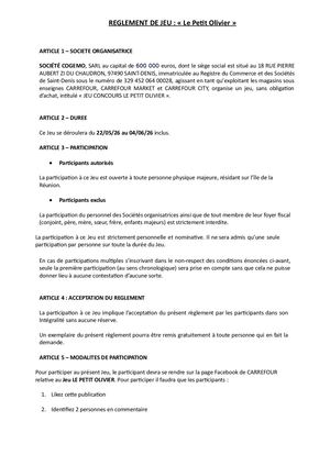 Reglement De Jeu Cogemo Lpo