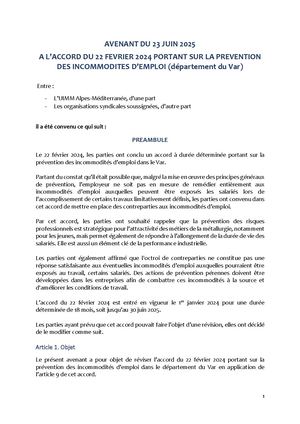 2025 Var Avenant Accord Incommodite