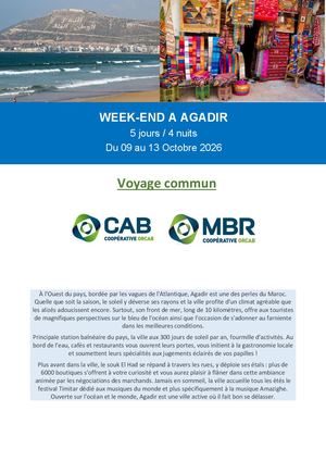 Voyage Commun Cab Mbr Agadir Oct2026