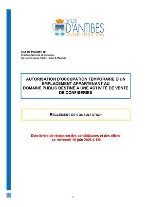 Reglement de Consultation pour stand de confiserie