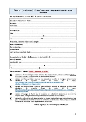 Dossier de candidature