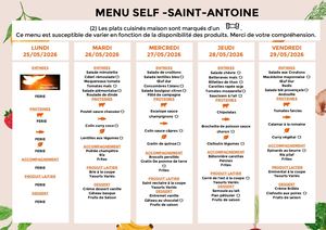 Menu Self 25 05 2026 Au 29 05 2026
