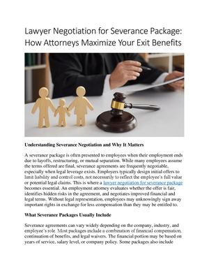 Lawyer Negotiation For Severance Package